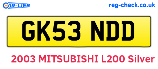 GK53NDD are the vehicle registration plates.