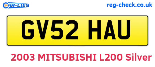 GV52HAU are the vehicle registration plates.