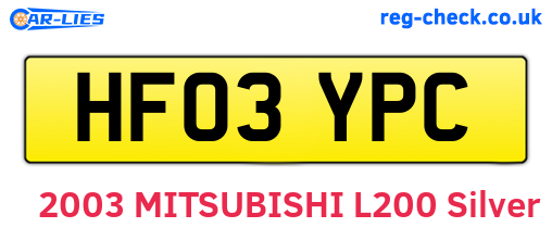 HF03YPC are the vehicle registration plates.