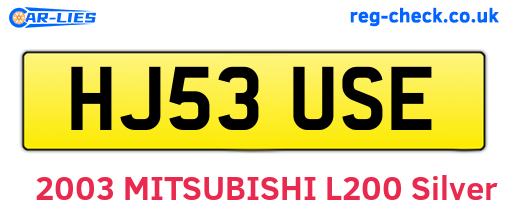 HJ53USE are the vehicle registration plates.