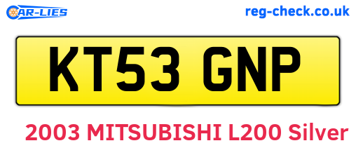 KT53GNP are the vehicle registration plates.