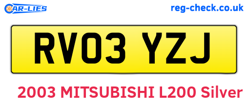 RV03YZJ are the vehicle registration plates.