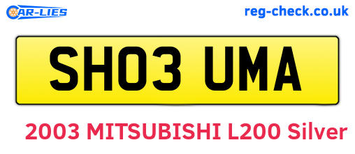 SH03UMA are the vehicle registration plates.