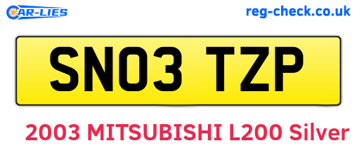 SN03TZP are the vehicle registration plates.