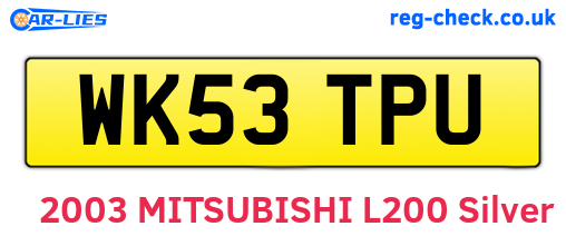 WK53TPU are the vehicle registration plates.