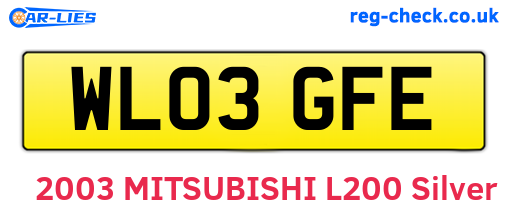 WL03GFE are the vehicle registration plates.
