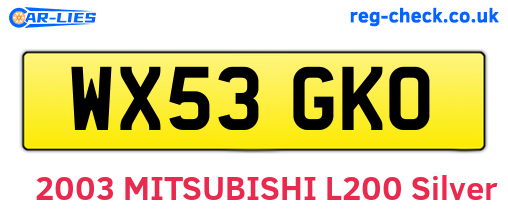 WX53GKO are the vehicle registration plates.