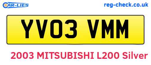 YV03VMM are the vehicle registration plates.