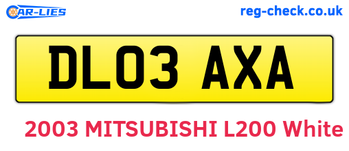 DL03AXA are the vehicle registration plates.