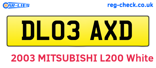 DL03AXD are the vehicle registration plates.