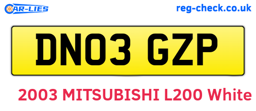 DN03GZP are the vehicle registration plates.