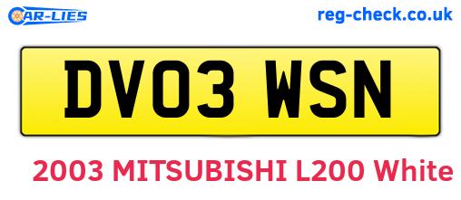DV03WSN are the vehicle registration plates.