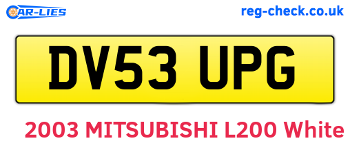 DV53UPG are the vehicle registration plates.