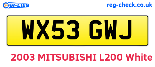 WX53GWJ are the vehicle registration plates.