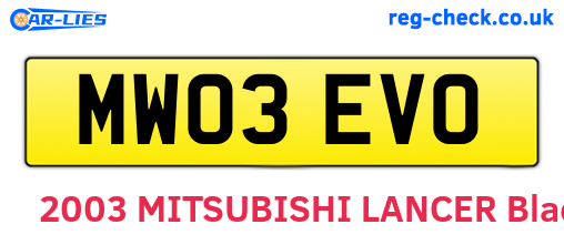 MW03EVO are the vehicle registration plates.