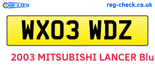 WX03WDZ are the vehicle registration plates.
