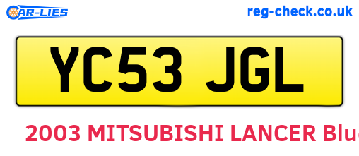 YC53JGL are the vehicle registration plates.