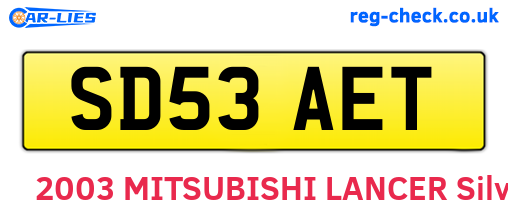 SD53AET are the vehicle registration plates.