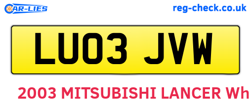 LU03JVW are the vehicle registration plates.