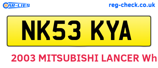 NK53KYA are the vehicle registration plates.