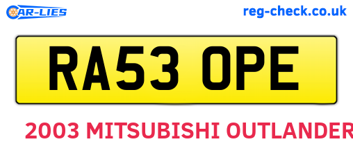 RA53OPE are the vehicle registration plates.