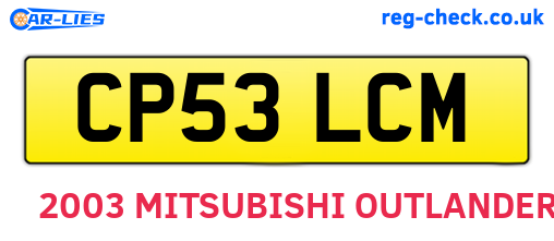 CP53LCM are the vehicle registration plates.