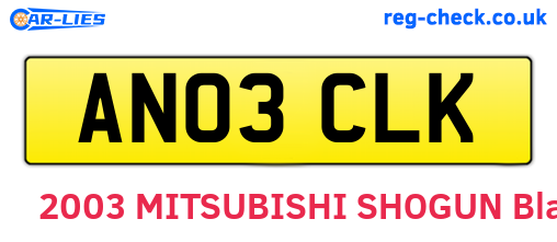 AN03CLK are the vehicle registration plates.