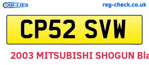 CP52SVW are the vehicle registration plates.