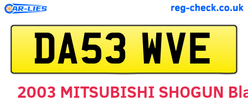 DA53WVE are the vehicle registration plates.