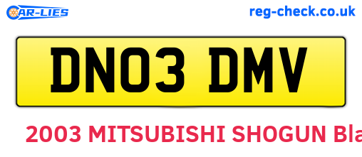 DN03DMV are the vehicle registration plates.