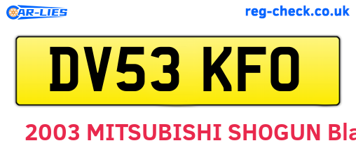 DV53KFO are the vehicle registration plates.