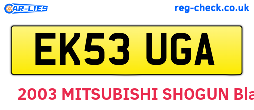 EK53UGA are the vehicle registration plates.