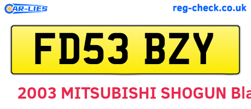 FD53BZY are the vehicle registration plates.