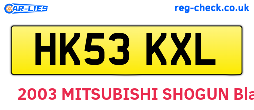 HK53KXL are the vehicle registration plates.