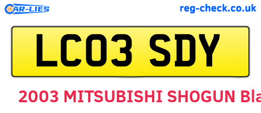 LC03SDY are the vehicle registration plates.