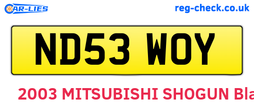 ND53WOY are the vehicle registration plates.