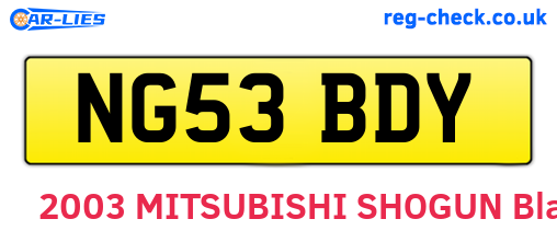 NG53BDY are the vehicle registration plates.