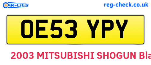 OE53YPY are the vehicle registration plates.