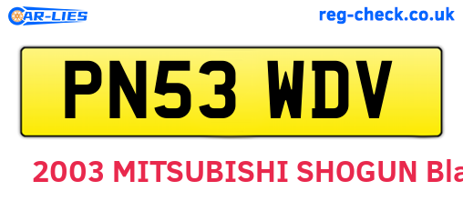 PN53WDV are the vehicle registration plates.