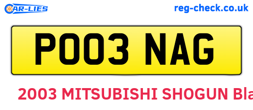 PO03NAG are the vehicle registration plates.