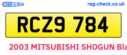 RCZ9784 are the vehicle registration plates.