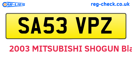 SA53VPZ are the vehicle registration plates.