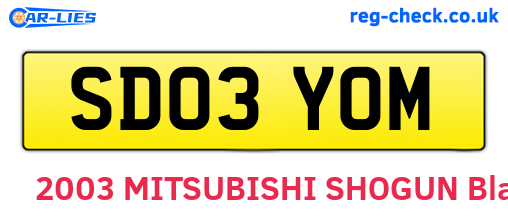 SD03YOM are the vehicle registration plates.