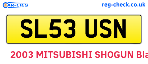 SL53USN are the vehicle registration plates.