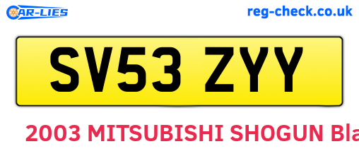 SV53ZYY are the vehicle registration plates.