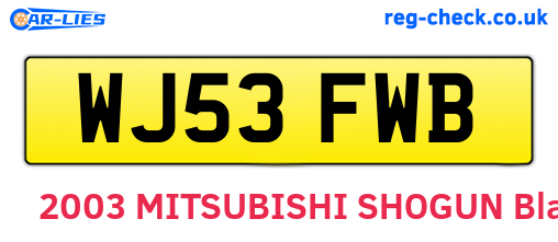 WJ53FWB are the vehicle registration plates.