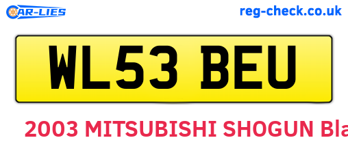 WL53BEU are the vehicle registration plates.