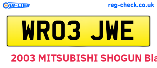WR03JWE are the vehicle registration plates.