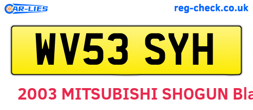 WV53SYH are the vehicle registration plates.