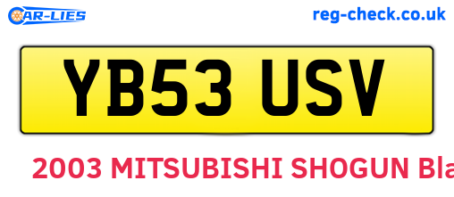 YB53USV are the vehicle registration plates.